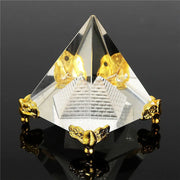 Feng Shui Crystal Pyramid On Golden Stand for Positive Energy and Vastu Correction, Good Luck & Prosperity - BrahmatellsStore