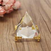 Feng Shui Crystal Pyramid On Golden Stand for Positive Energy and Vastu Correction, Good Luck & Prosperity - BrahmatellsStore