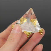 Feng Shui Crystal Pyramid on Golden Stand | Brahmatells - BrahmatellsStore