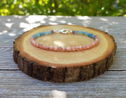 Fertility & Harmony Gemstone Bracelet - Rhodochrosite & Aquamarine | Brahmatells - BrahmatellsStore
