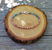 Fertility & Harmony Gemstone Bracelet - Rhodochrosite & Aquamarine | Brahmatells - BrahmatellsStore