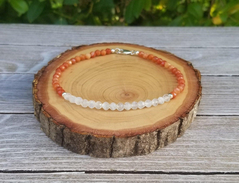 Fire Agate & Moonstone Bracelet for Vitality & Feminine Power | Brahmatells - BrahmatellsStore