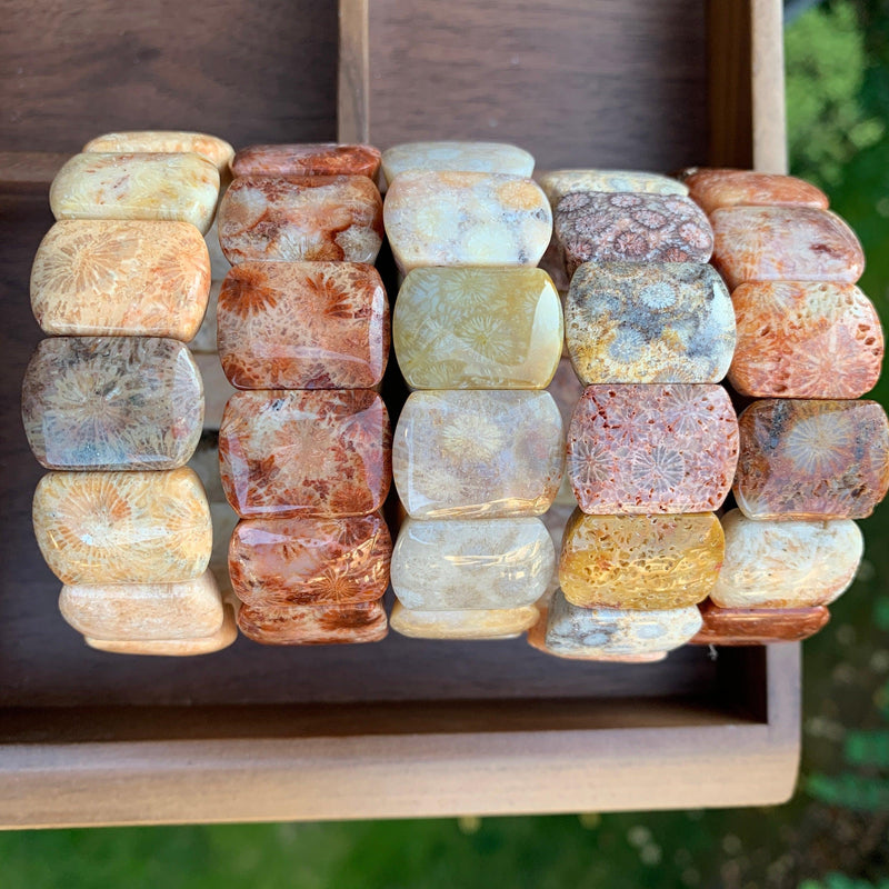 Fossil Coral Gemstone Bracelet - Handcrafted Healing Jewelry | Brahmatells - BrahmatellsStore
