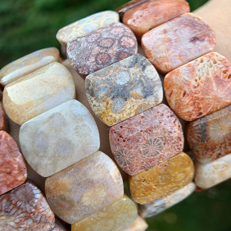 Fossil Coral Gemstone Bracelet - Handcrafted Healing Jewelry | Brahmatells - BrahmatellsStore