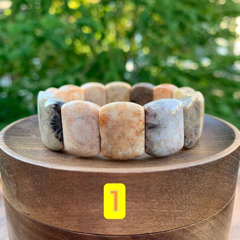 Fossil Coral Gemstone Bracelet - Handcrafted Healing Jewelry | Brahmatells - BrahmatellsStore