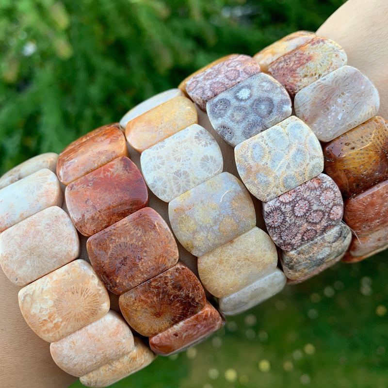 Fossil Coral Gemstone Bracelet - Handcrafted Healing Jewelry | Brahmatells - BrahmatellsStore