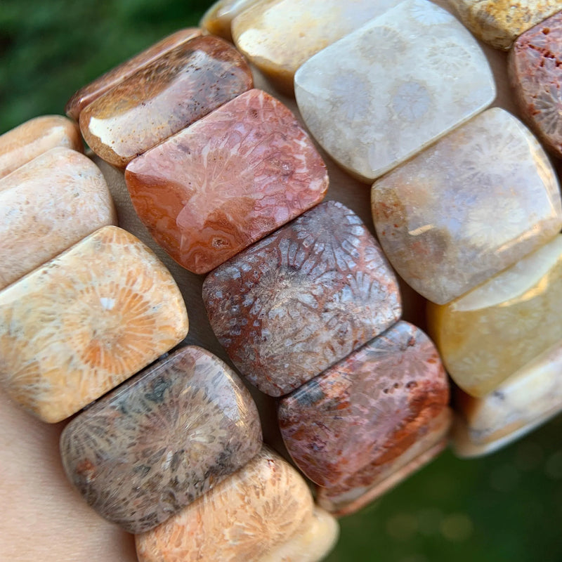 Fossil Coral Gemstone Bracelet - Handcrafted Healing Jewelry | Brahmatells - BrahmatellsStore