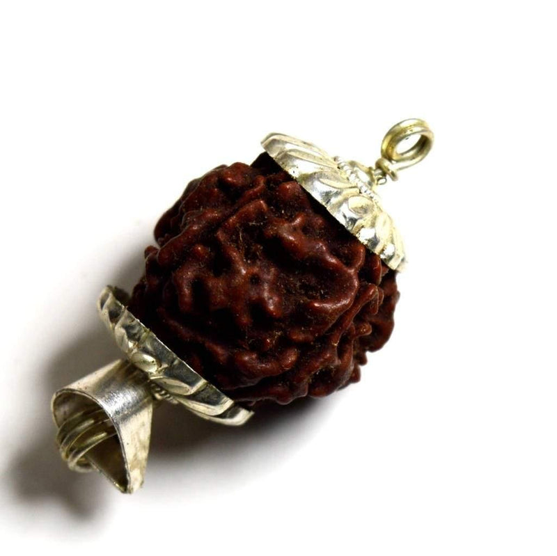 Four Mukhi Rudraksha Bead Silver Pendant - Wisdom of Brahma | Brahmatells - BrahmatellsStore