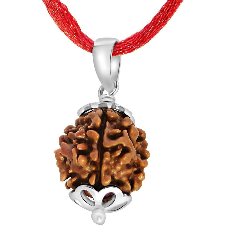 Four Mukhi Rudraksha Silver Pendant - Divine Wisdom of Brahma | Brahmatells - BrahmatellsStore