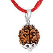 Four Mukhi Rudraksha Silver Pendant - Divine Wisdom of Brahma | Brahmatells - BrahmatellsStore
