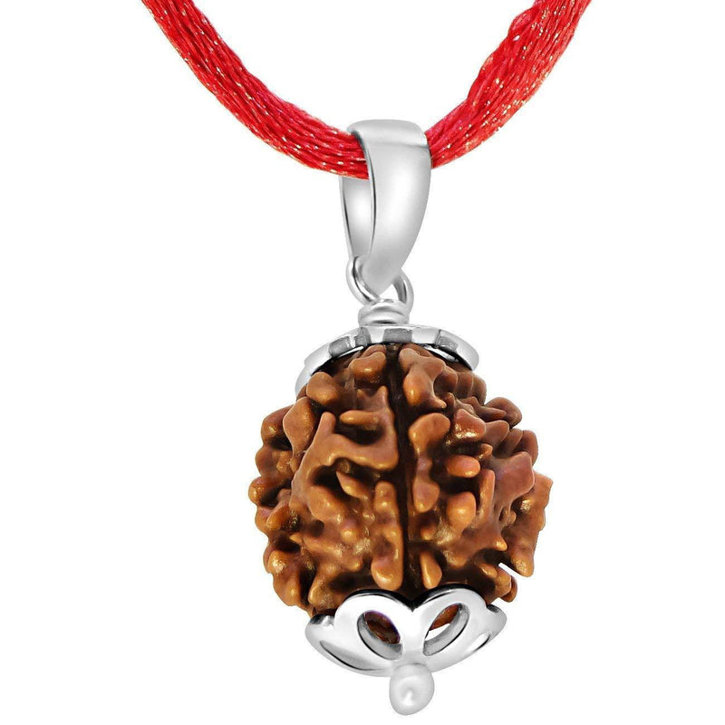 Four Mukhi Rudraksha Silver Pendant - Divine Wisdom of Brahma | Brahmatells - BrahmatellsStore