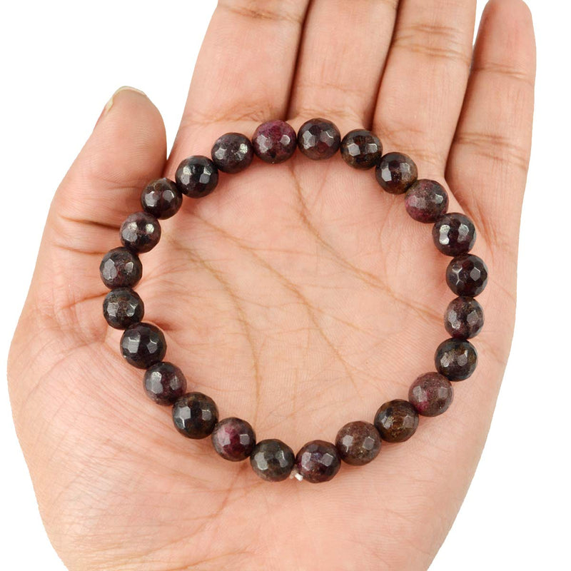 Garnet Diamond Cut Bracelet - 8mm Beads for Reiki Healing - BrahmatellsStore