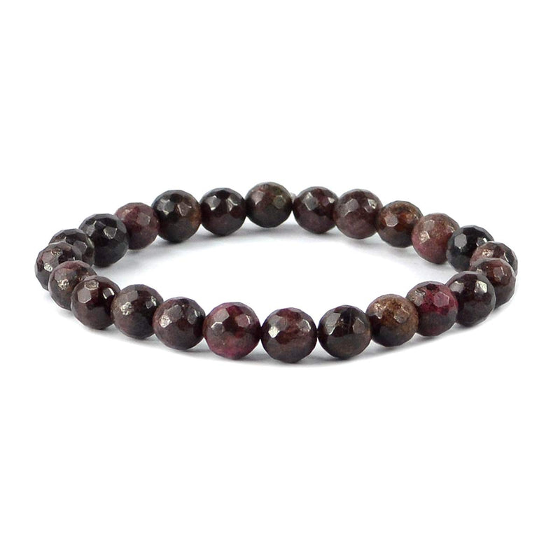 Garnet Diamond Cut Bracelet - 8mm Beads for Reiki Healing - BrahmatellsStore
