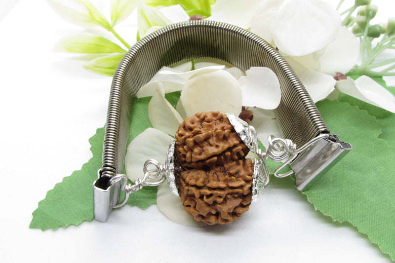 Gauri Shankar Rudraksha Bracelet with Silver Pendant - Harmony & Spiritual Connection | Brahmatells - BrahmatellsStore