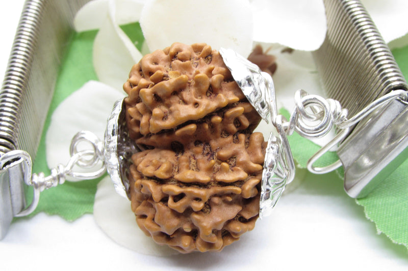 Gauri Shankar Rudraksha Bracelet with Silver Pendant - Harmony & Spiritual Connection | Brahmatells - BrahmatellsStore
