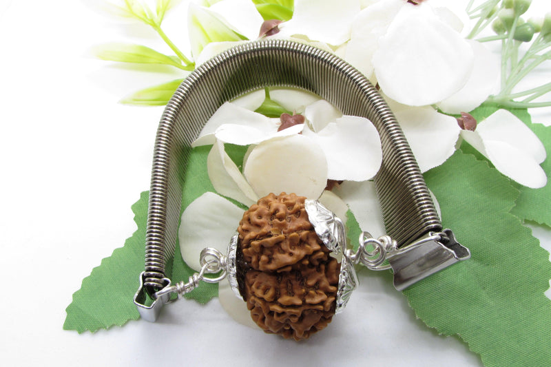 Gauri Shankar Rudraksha Bracelet with Silver Pendant - Harmony & Spiritual Connection | Brahmatells - BrahmatellsStore