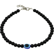 Glass Oxidized Metal Evil Eye Anklet - BrahmatellsStore