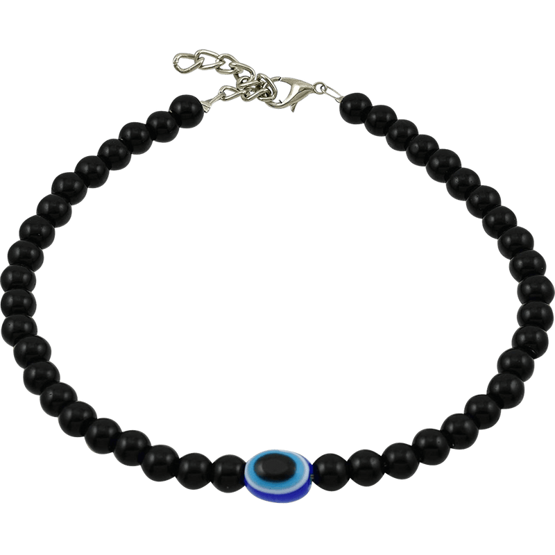 Glass Oxidized Metal Evil Eye Anklet - BrahmatellsStore