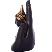 Golden Handcrafted Buddha Palm Decorative Showpiece - 18 cm (Polyresin, Gold, Black) - BrahmatellsStore