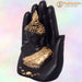 Golden Handcrafted Buddha Palm Decorative Showpiece - 18 cm (Polyresin, Gold, Black) - BrahmatellsStore