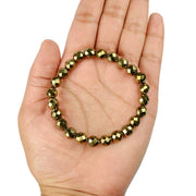 Golden Hematite Diamond Cut Bracelet - 8mm Beads for Reiki Healing - BrahmatellsStore