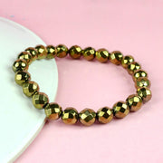 Golden Hematite Diamond Cut Bracelet - 8mm Beads for Reiki Healing - BrahmatellsStore