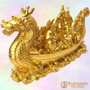 Golden Polyresin Feng Shui Dragon Wealth Ship - BrahmatellsStore