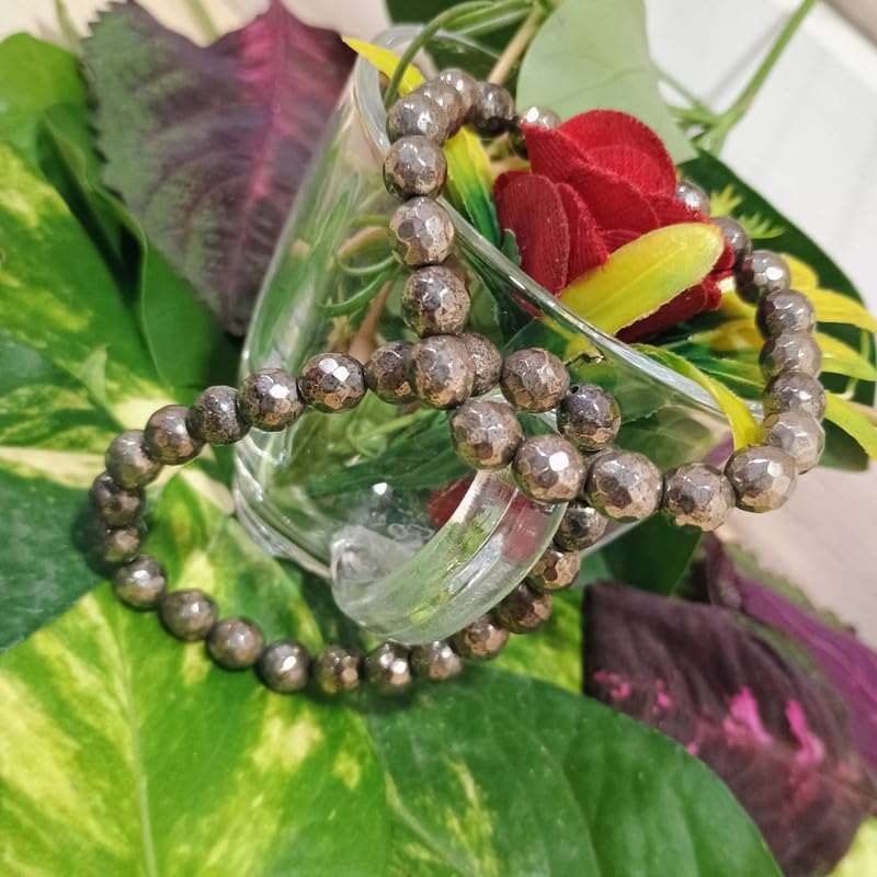 Golden Pyrite Diamond Cut Bracelet - Stretchable for Astrology & Meditation - BrahmatellsStore