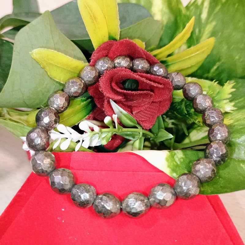 Golden Pyrite Diamond Cut Bracelet - Stretchable for Astrology & Meditation - BrahmatellsStore