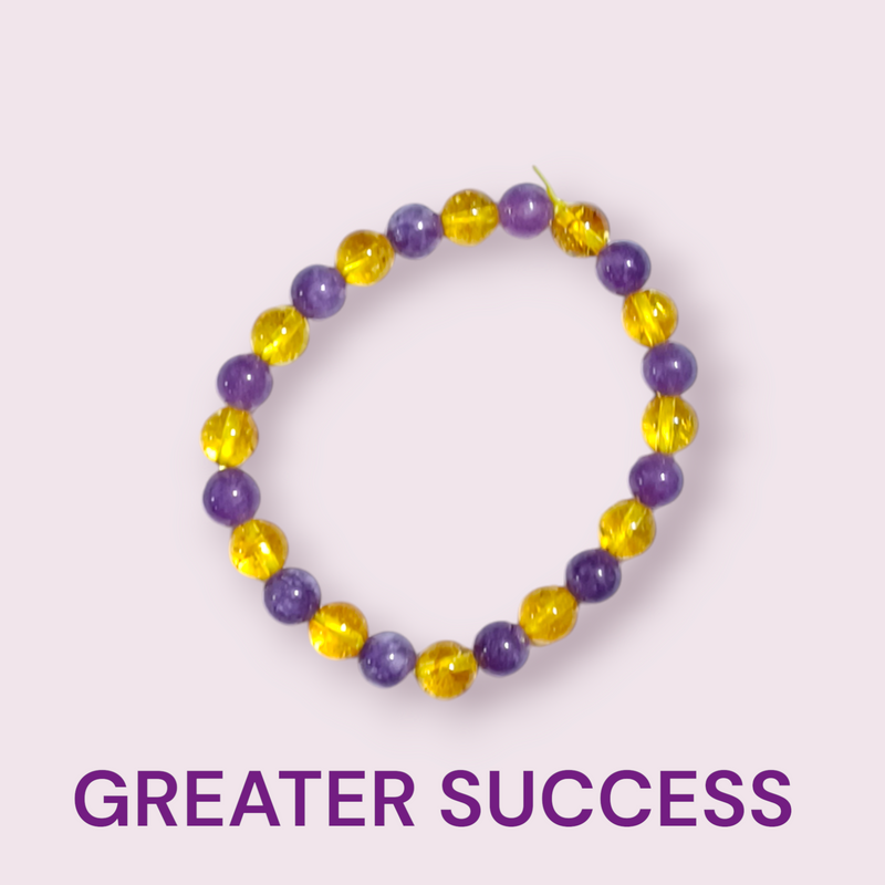 Greater Success Bracelet - Citrine & Amethyst for Focus & Positivity - BrahmatellsStore