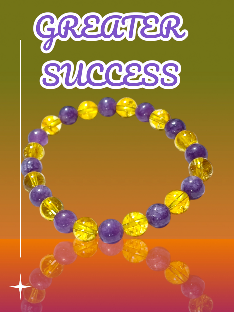 Greater Success Bracelet - Citrine & Amethyst for Focus & Positivity - BrahmatellsStore