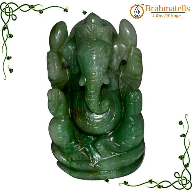 Green Aventurine Ganesha Idol for Prosperity & Obstacle Removal | Brahmatells - BrahmatellsStore