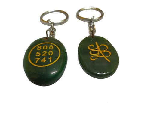 Green Jade Crystal Stone Money Switch Word Zibu Symbol Key Chain - BrahmatellsStore