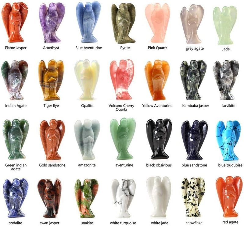 Hand Carved Gemstone Crystal Angel Figurines | Brahmatells - BrahmatellsStore