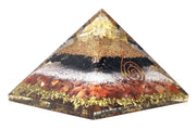 Handmade Citrine, Black Tourmaline & Red Carnelian Pyramid - BrahmatellsStore