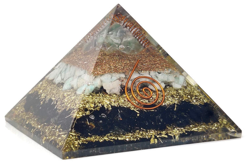 Handmade Citrine, Black Tourmaline & Red Carnelian Pyramid - BrahmatellsStore