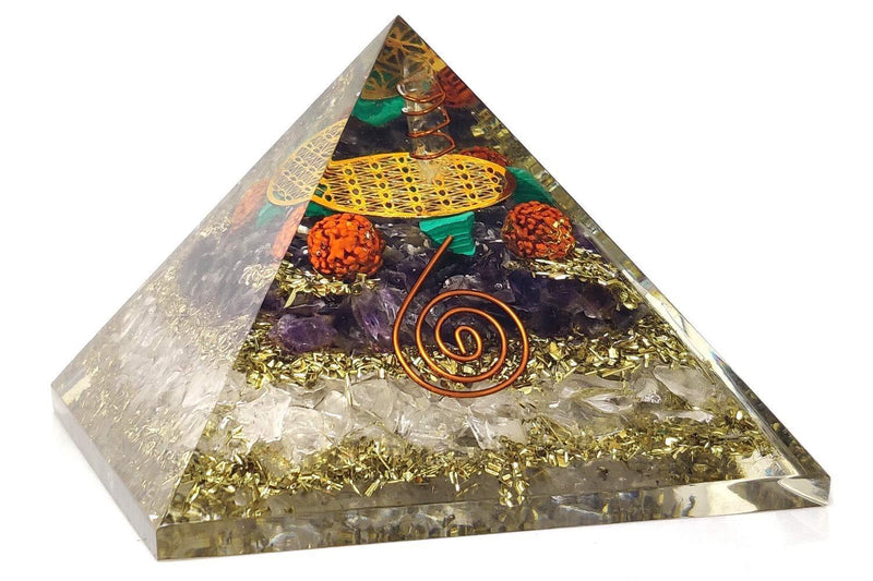 Handmade Citrine, Black Tourmaline & Red Carnelian Pyramid - BrahmatellsStore