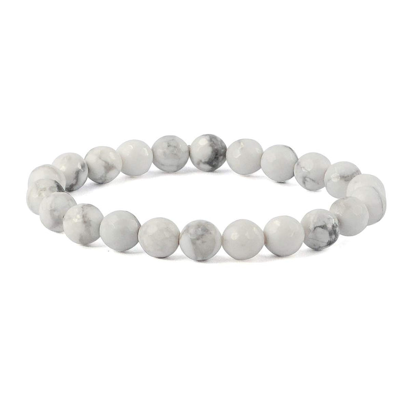 Howlite Diamond Cut Bracelet - 8mm Beads for Reiki Healing - BrahmatellsStore
