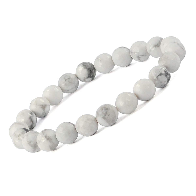 Howlite Diamond Cut Bracelet - 8mm Beads for Reiki Healing - BrahmatellsStore