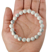 Howlite Diamond Cut Bracelet - 8mm Beads for Reiki Healing - BrahmatellsStore