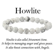 Howlite Diamond Cut Bracelet - 8mm Beads for Reiki Healing - BrahmatellsStore