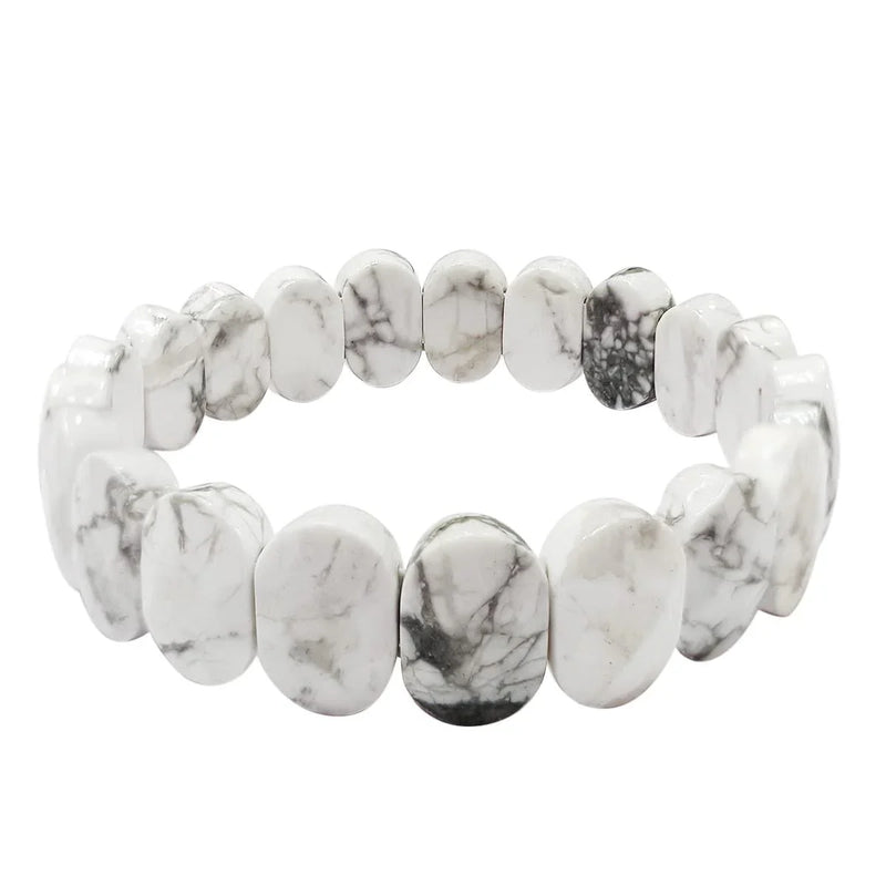 Howlite Oval Faceted Bracelet for Serenity & Creativity | Brahmatells - BrahmatellsStore