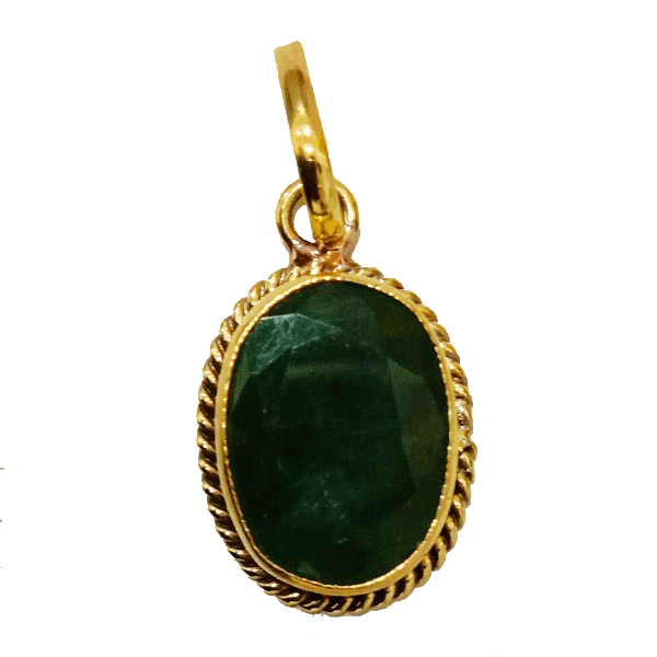 Intense Dark Green Emerald Oval Pendant - Panna's Elegance | Brahmatells - BrahmatellsStore