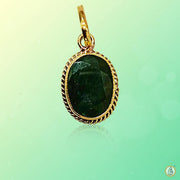 Intense Dark Green Emerald Oval Pendant - Panna's Elegance | Brahmatells - BrahmatellsStore
