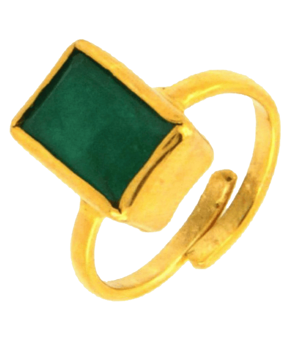 Intense Dark-Green Emerald Rectangle Ring - Panna | Brahmatells Astro Collection - BrahmatellsStore