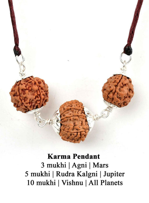 Karma Pendant with 3, 5, and 10 Mukhi Rudraksha | Brahmatells - BrahmatellsStore