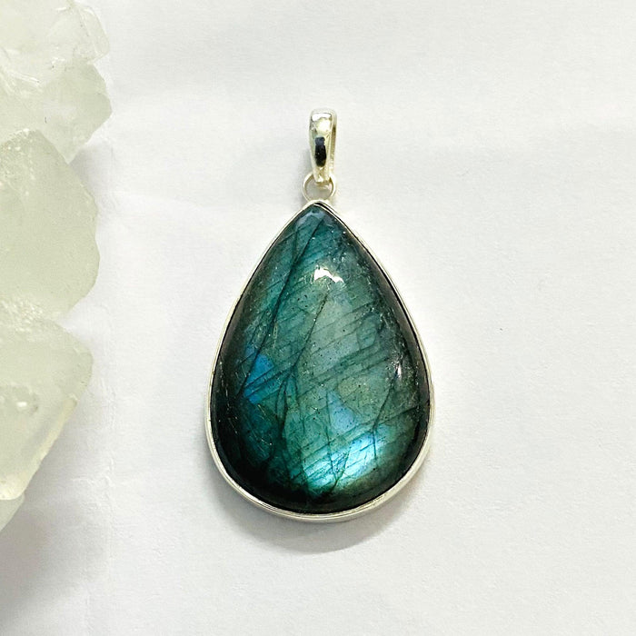 Labradorite pendant,Stunning Deep blue labradorite pendant,crystal pendant,teardrop pendan - BrahmatellsStore