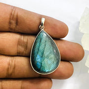 Labradorite pendant,Stunning Deep blue labradorite pendant,crystal pendant,teardrop pendan - BrahmatellsStore