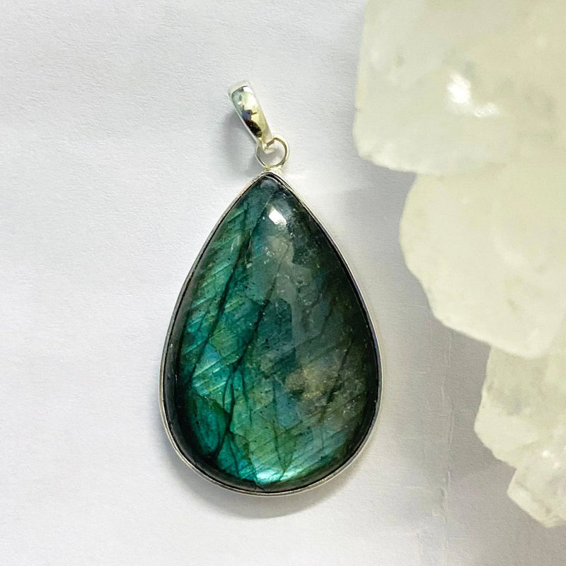 Labradorite pendant,Stunning Deep blue labradorite pendant,crystal pendant,teardrop pendan - BrahmatellsStore