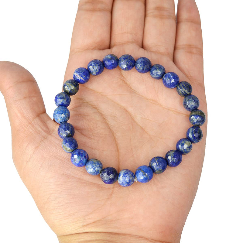 Lapis Lazuli Diamond Cut Bracelet - 8mm Beads for Reiki Healing - BrahmatellsStore